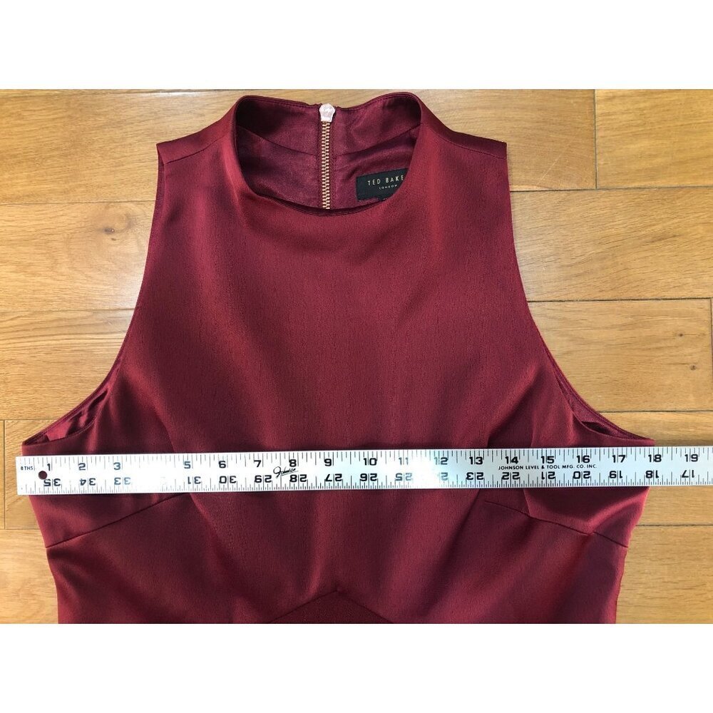 Ted Baker London High Low Burgundy Kandal Dress Size 3 - Picture 11 of 13